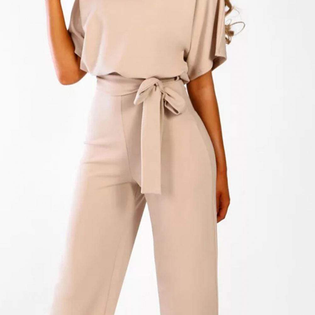 Solider langer Overall mit Bindeband in der Taille