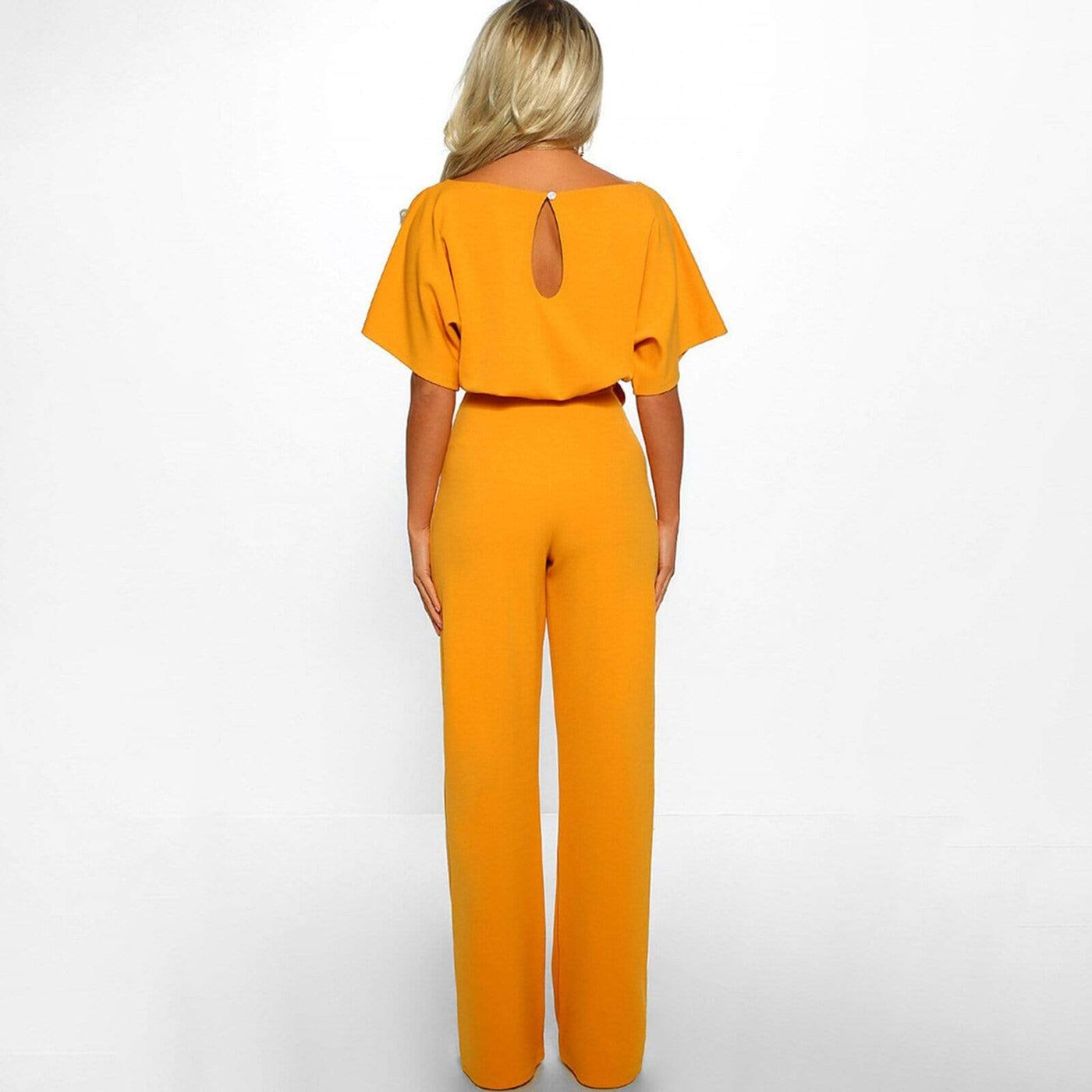 Solider langer Overall mit Bindeband in der Taille