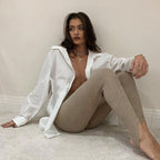 Gerippte Leggings mit Absätzen