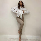 Gerippte Leggings mit Absätzen