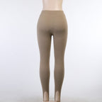 Gerippte Leggings mit Absätzen