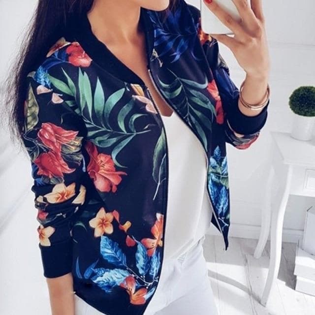 Bomberjacke mit floralem Motiv