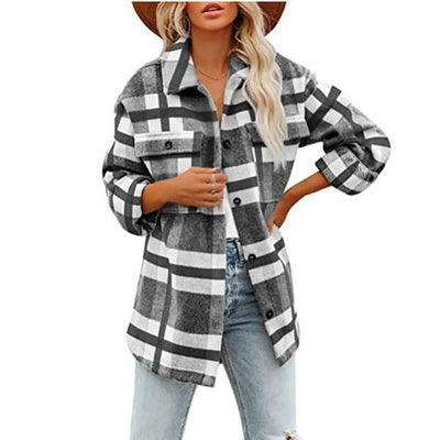 Elegante Karobluse aus Baumwollmischung für den Frühling - Frauen