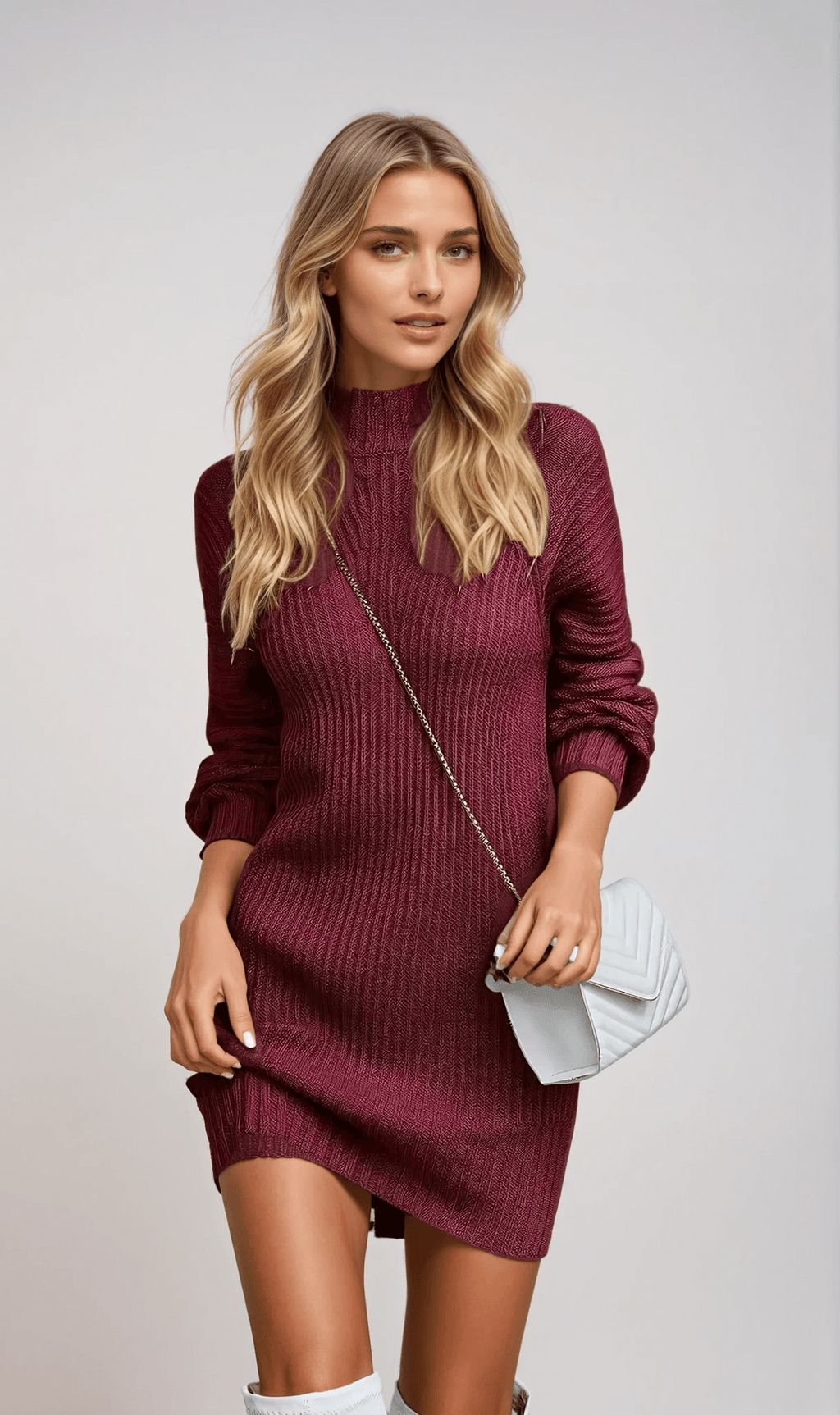 Julia - Warmes Rollkragen-Strickkleid für Damen