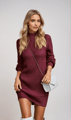 Julia - Warmes Rollkragen-Strickkleid für Damen