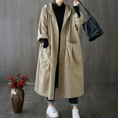 Klassischer übergroßer Trenchcoat mit Gürtel für Frauen