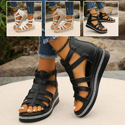 Elegante Keilabsatzsandalen mit Strass für Frauen