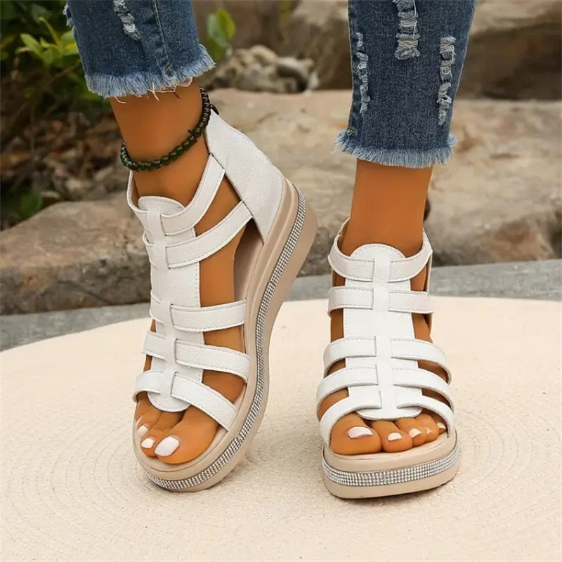 Elegante Keilabsatzsandalen mit Strass für Frauen
