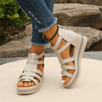 Elegante Keilabsatzsandalen mit Strass für Frauen