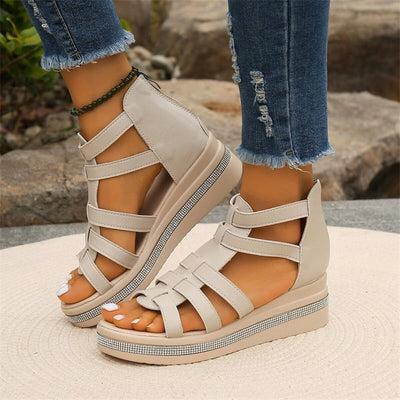 Elegante Keilabsatzsandalen mit Strass für Frauen