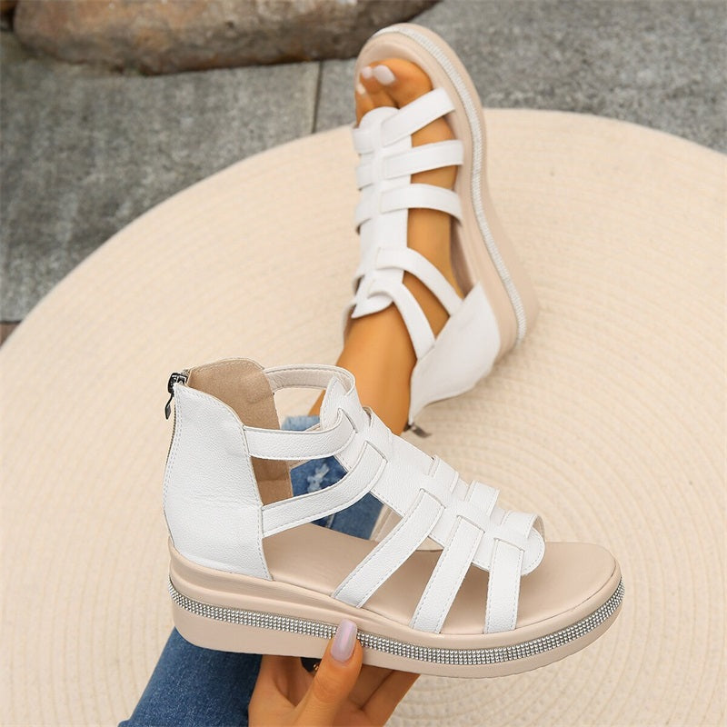Elegante Keilabsatzsandalen mit Strass für Frauen
