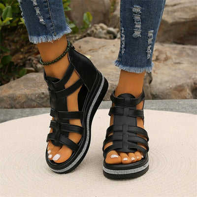 Elegante Keilabsatzsandalen mit Strass für Frauen