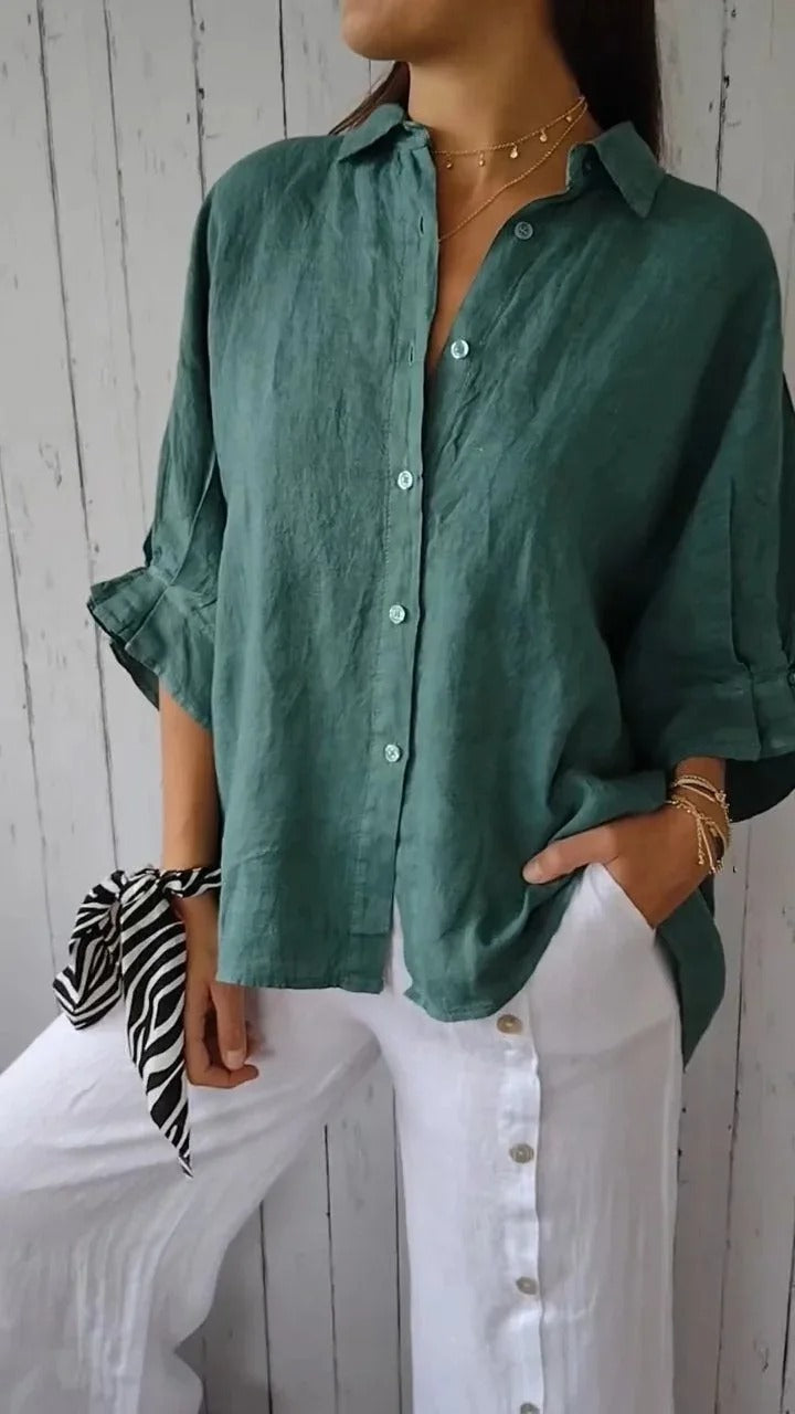natürliche Texturbluse Damen 100% natürliche Textur langarm klassisch locker