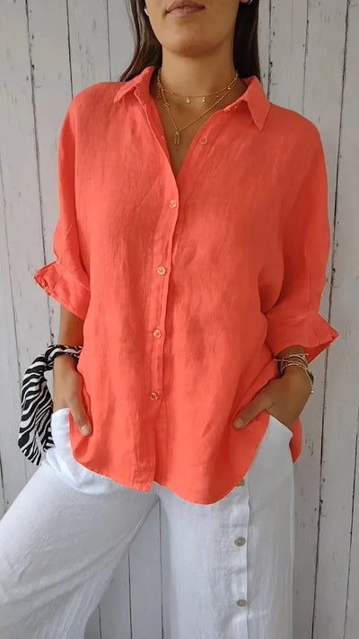 natürliche Texturbluse Damen 100% natürliche Textur langarm klassisch locker