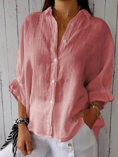 natürliche Texturbluse Damen 100% natürliche Textur langarm klassisch locker