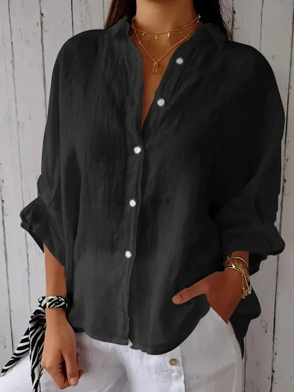 natürliche Texturbluse Damen 100% natürliche Textur langarm klassisch locker