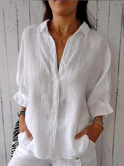 natürliche Texturbluse Damen 100% natürliche Textur langarm klassisch locker