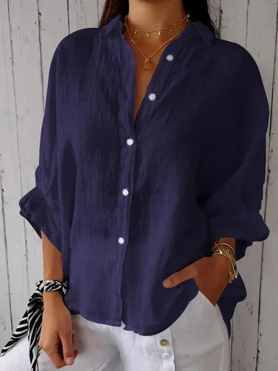 natürliche Texturbluse Damen 100% natürliche Textur langarm klassisch locker