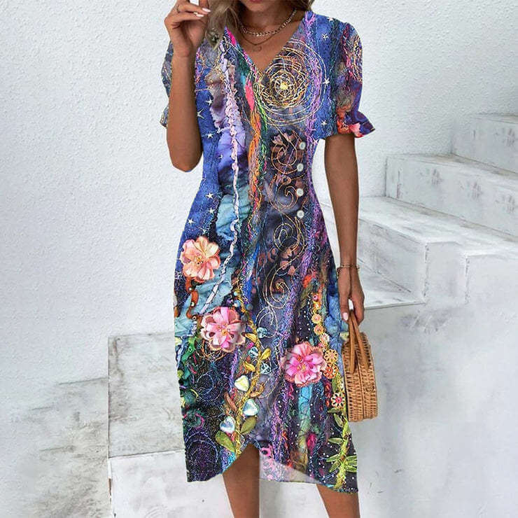 Sommerkleid für Frauen mit mehrfarbigem Muster