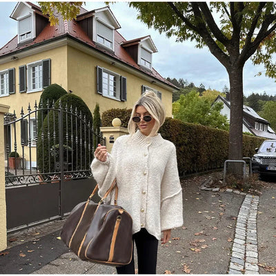 Zara - übergroße Strickjacke Frauen | Lange Strickjacke mit Knöpfen und lockerer Passform