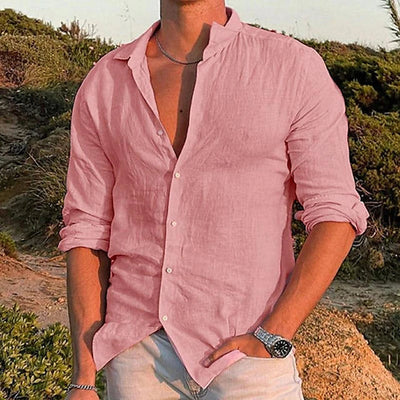 Herren natürliche Textur Langarmhemd – Frühling, Sommer